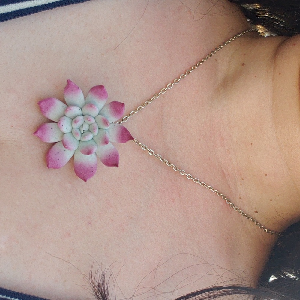 Succulent plant necklace 18 inches with extender